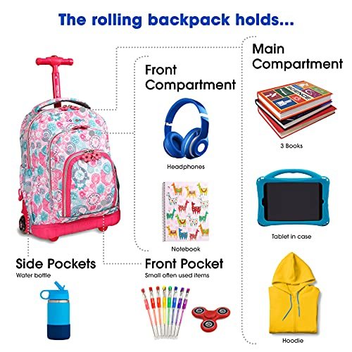 Jworld rolling backpack with lunch online bag