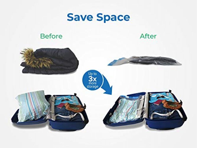 RoomierLife 8 Travel Space Saver Bags. Pack of 8 Bags, size Medium to  Large. Roll-Up Compression Storage (No Vacuum Needed) & Packing Organizers.