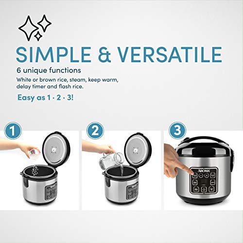 AROMA Digital Rice Cooker, 4-Cup (Uncooked) / 8-Cup (Cooked), Steamer,  Grain Cooker, Multicooker, 2 Qt, Stainless Steel Exterior, ARC-914SBD -  Yahoo Shopping
