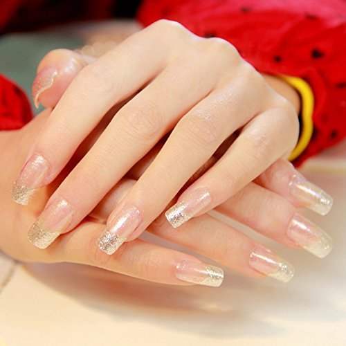 Amazon.com: 24 (Pcs) Short French Nails Press on Nails White Purple Glossy  Gradient Almond Shaped Glitter Design False Nails Glue on Nails Acrylic  Nails for Women and Girls : Beauty & Personal