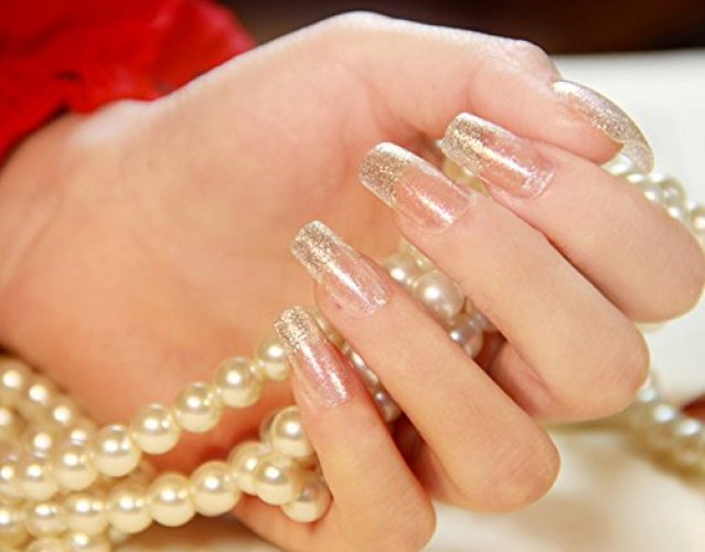 Silver Glitter French False Nail Almond Short Press on Nails for Nail Art  24pcs | eBay