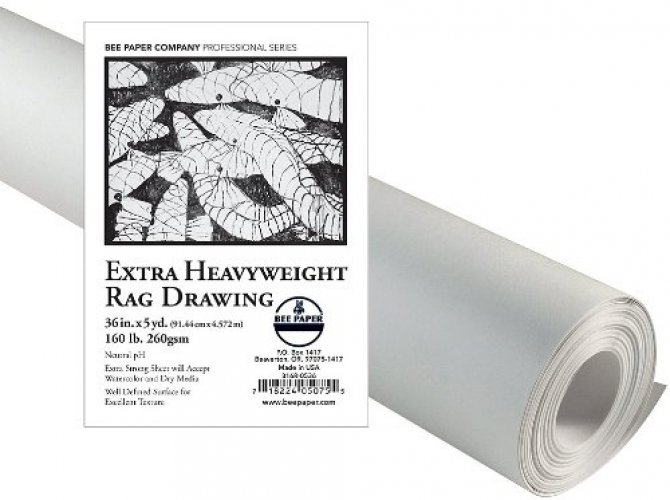 Bee Paper Extra 816R-0536 Heavyweight Rag Drawing Roll, 36-Inch by 5-Yards