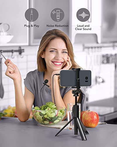 PoP voice Professional Lavalier Lapel Microphone Omnidirectional Condenser  Mic for iPhone Android Smartphone,Recording Mic for ,Interview,Video