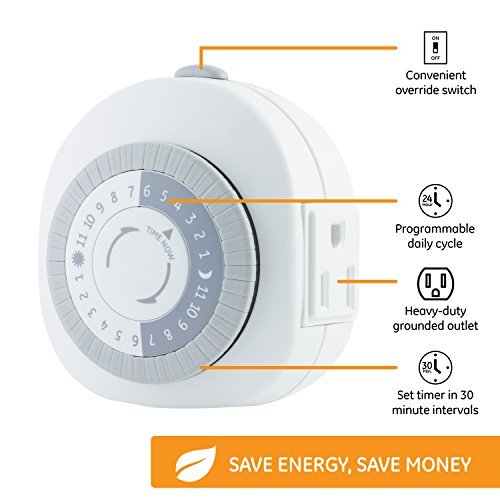 GE Indoor Plug-In 24-Hour Mechanical Timer, 3 Pack, White