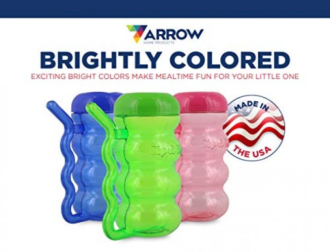 Arrow Home Products Sip A Mug, 14oz, 6pk - Easy to Grip Plastic Kid's Cup  Where the Handle is the Straw - BPA-free with Screw-On Caps Great for