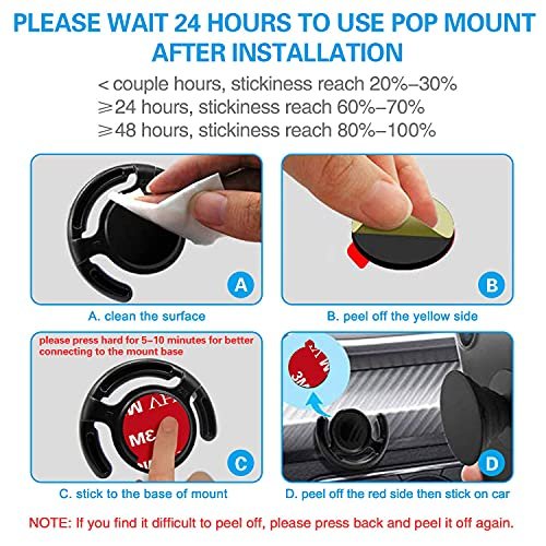 volport 3M Sticky Adhesive Replacement Compatible with Socket Mount Base,  10 Pack VHB Sticker Pads for Car Magnetic Phone Holder and 2pcs 1.38 Inches  Double Sided Tape for Collapsible Grip & Stand 