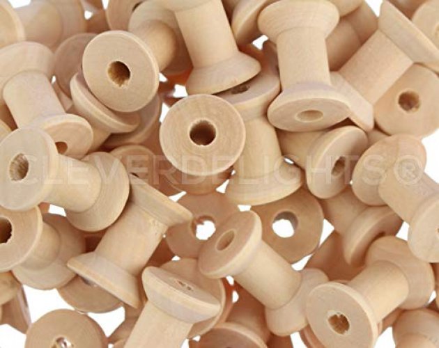 CleverDelights 4 x 1 3/4 Wood Spools - 2 Pack - Empty Craft Spools