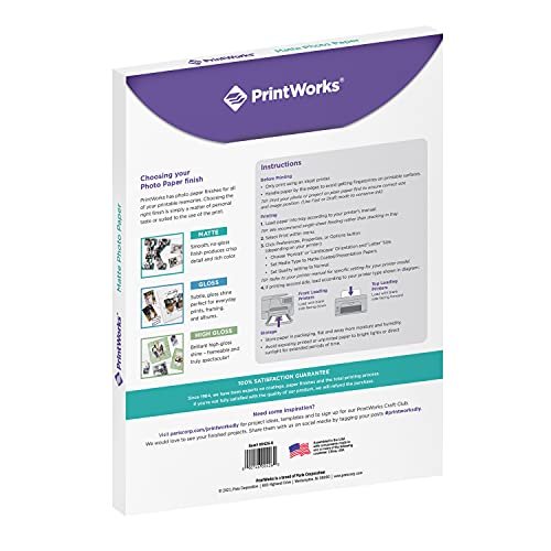 Printworks Matte Photo Paper for Inkjet Printers Printable on Both Sides 6.5 Mil 8.5 x 11 Inches 80 Sheets (00426-6)