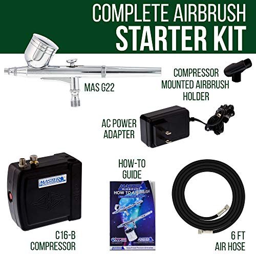 Master Airbrush Multi-Purpose Airbrushing System Kit with Portable Mini Air Compressor - Gravity Feed Dual-Action Airbrush, Hose, How-To-Airbrush