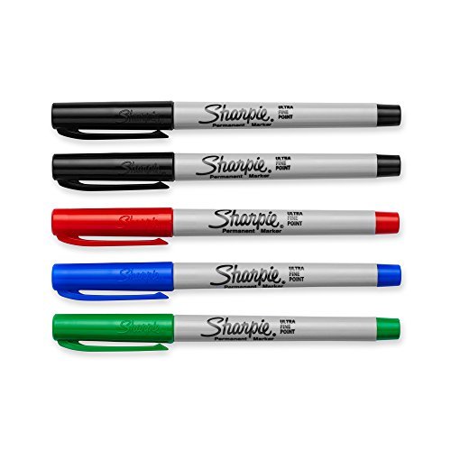 SHARPIE Permanent Markers, Fine Point, Assorted Colors, 5 Count