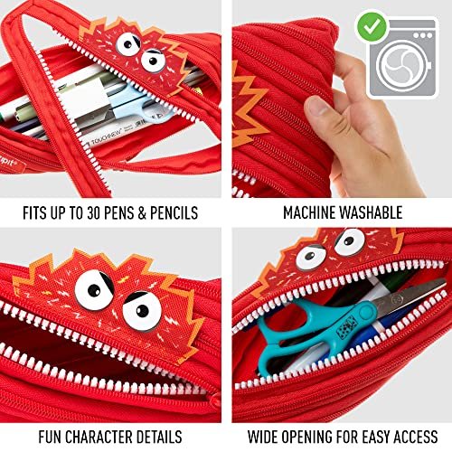 ZIPIT Monster Pencil Case for Kids, Pencil Pouch for School, Pencil Bag for  Boys and Girls (Orange)
