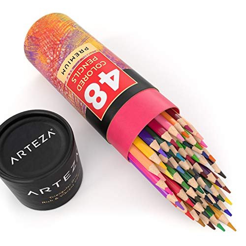 48 Premium Colored Pencils for Adult Coloring,Artist Soft Series Lead Cores  with Vibrant Colors,Professional Oil Based Colored Pencils,Coloring