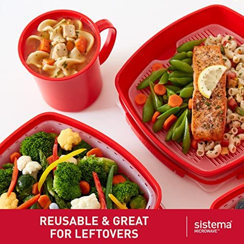 Sistema Microwave Collection Soup Mug 22.1 Oz, Red 