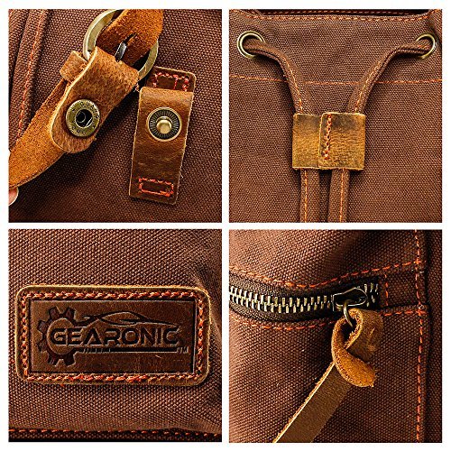 Gearonic 21L Vintage Canvas Backpack For Men Women Leather