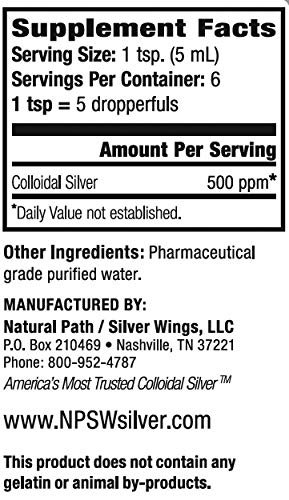  Dietary Mineral Supplement, Colloidal Silver, 500 PPM, 4 fl.  oz. / 120 ml (Original Version) : Health & Household