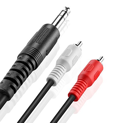TNP Premium 1/4 Inch TRS to Dual RCA Audio Cable (10FT) - Male 6.35mm 1/4  TRS to 2RCA Connector Wire Cord Plug Jack