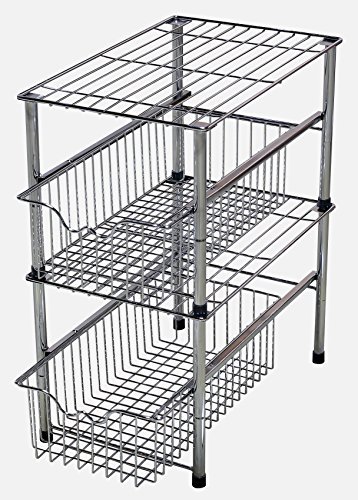 Deco Brothers Stackable Cabinet Shelf Organizer, 2 Pack, Chrome