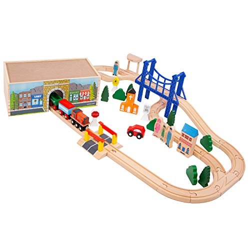 Melissa and doug 2025 deluxe wooden train set