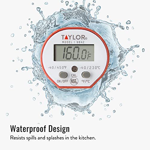 Taylor Instant Read Digital Meat Food Grill BBQ Cooking Kitchen  Thermometer, Comes with Pocket Sleeve Clip, Red