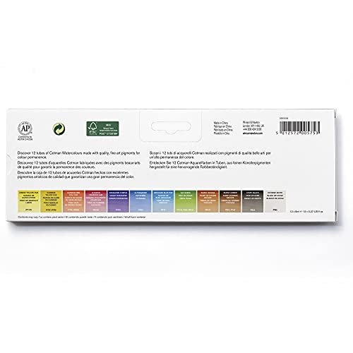 Winsor & Newton Cotman Watercolor Paint Set, 12 Colors, 8Ml (0.27