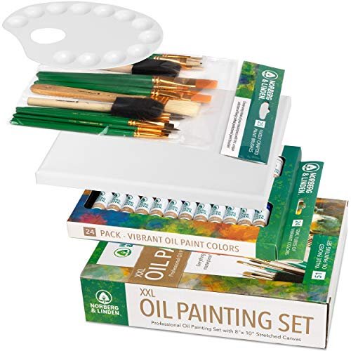 Norberg & Linden XXL Oil Paint Set - 24 Paints, 25 Brushes, 1 Canvas, and  Art Palette - Oil Painting Supplies for Kids and Adults, Paint Supplies -  Imported Products from USA - iBhejo