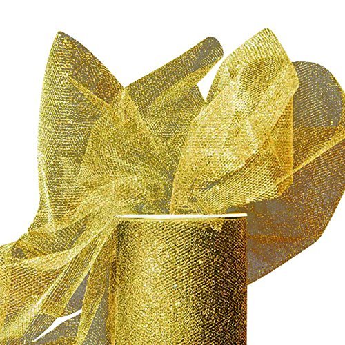 Gold Sparkling Tulle Roll 6 X 25 Yards