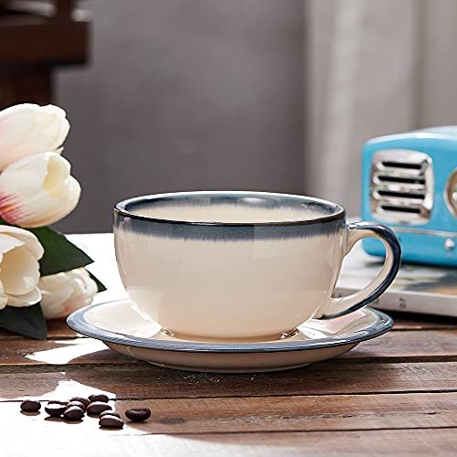 Coffeezone Set of 6 Cups Vintage Design 12 oz Professional Barista Ceramic  Latte Art Cappuccino Cups Set (Beige * 6) - Yahoo Shopping