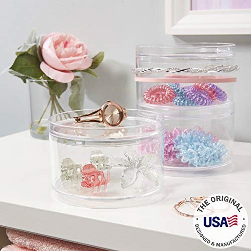 Bella Stackable Clear Plastic Container (Set of 3) round Vanity Storage  Organize