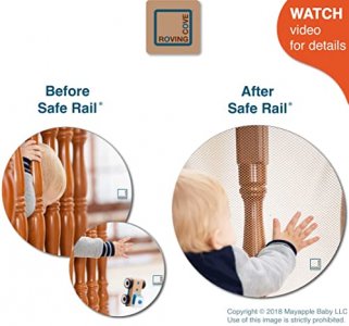 Roving Cove Stair Railing Safety Net 10ft x 3ft, Baby Proofing Stairs Balcony Banister Rail Guard, Child Safety Stair Protection, Safe Rail, Almond B