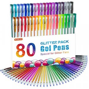 Shuttle Art 80 Pack Glitter Gel Pens, 40 Colors Glitter Gel Pen Set with 40 Refills for Adult Coloring Books Craft Doodling