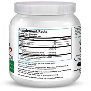 Bronson Omega 3 Fish Oil Triple Strength 2720 mg, High EPA 1250 mg DHA 488 mg, Non-GMO Heavy Metal Tested, 360 Softgels