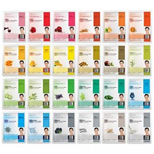 DERMAL 24 Combo Pack Collagen Essence Full Face Facial Mask Sheet - Sensitive Soothing, Anti-Acne, Nourishing Cleansing Korean Face Mask - Natural Sk