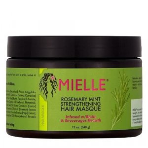 Mielle Organics Rosemary Mint Strengthening Hair Masque, Infused w/Biotin, 12 Ounces