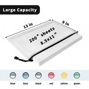 SUNEE Plastic Mesh Zipper Pouch 9x13 in (Black, 18 Packs),Extra Large Water-Resistant Zip Bag for School Office Supplies, Puzzles & Games Organizing