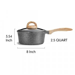 JEETEE 2.5 Quart Saucepan with Lid Nonstick Stone Coating Sauce Pan Milk Pan for Cooking Inudction Pot