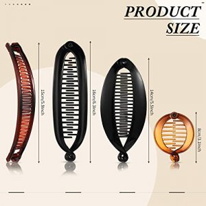 12 Pieces Banana Hair Clips Classic Clincher Combs Large Double Comb Fishtail Hair Clip Banana Ponytail Holder Clip for Women, 4 Styles