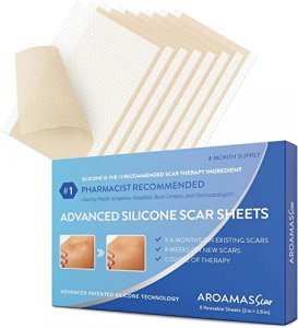 Aroamas Professional Silicone Scar Sheets, Soften and Flattens Scars Resulting from Surgery, Injury, Burns, C-Section and More, Soft Silicone Scar St