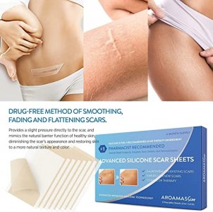Aroamas Professional Silicone Scar Sheets, Soften and Flattens Scars Resulting from Surgery, Injury, Burns, C-Section and More, Soft Silicone Scar St