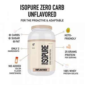 Isopure Protein Powder, Whey Protein Isolate Powder, 25g Protein, Zero Carb & Keto Friendly, No Added Colors/Flavors/Sweeteners, Flavor: Unflavored 3