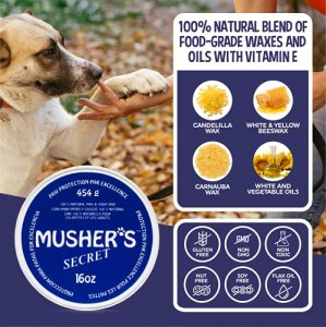 Mushers Secret Dog Paw Wax (16 Oz): All Season Pet Paw Protection Against Heat, Hot Pavement, Sand, Dirt, Snow - Great for Dogs on Trails and Walks!