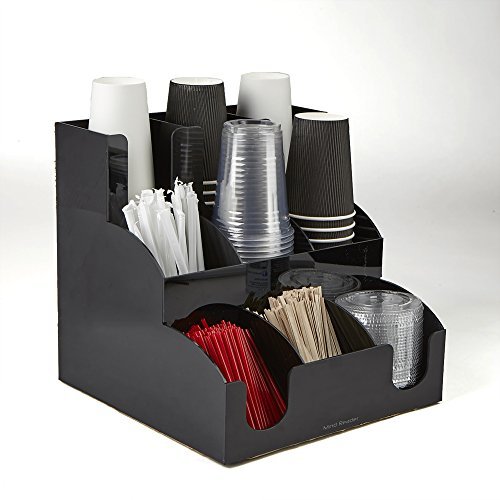 Mind Reader 9 Compartment Coffee Condiment and Accessories Organizer, Black  - Imported Products from USA - iBhejo