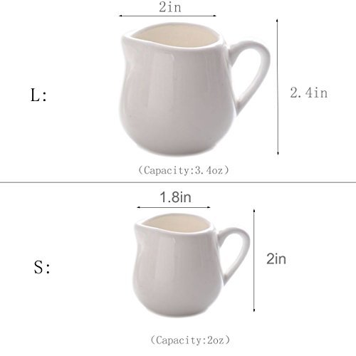CHOOLD 2 pcs Mini Ceramic Creamer with Handle, Coffee Milk Creamer Pitcher  - White - 1.5 oz