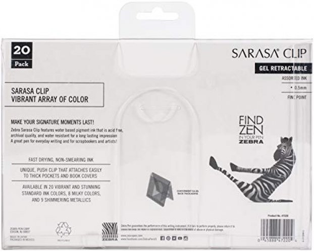 Sarasa Clip Retractable Gel Pen, Fine Point, 0.5mm, Rainbow Assorted  Colors, 20-Pack