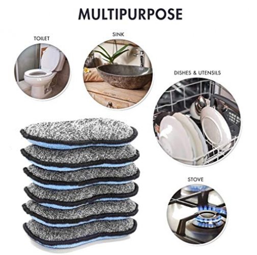 Multi-Purpose Sponges Kitchen by Scrub-it - Non-Scratch Microfiber sponges  for Cleaning, Along with Heavy Duty Scrubbing Power - Reusable Dish Sponge