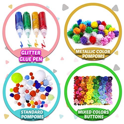 Arts And Crafts Supplies For Kids - Craft Supplies, Craft Kits With Pipe  Cleaners, Pom Poms For Crafts & Gloogly Eyes, Crafts For Kids Ages 4-8,  4-6, 8-12, Preschool Supplies