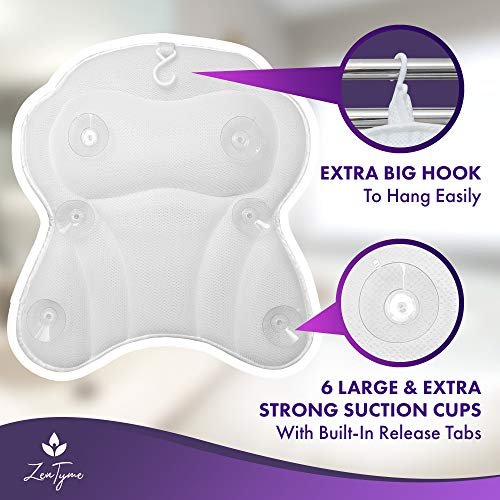 Bath Pillow Luxury Bathtub Pillow, Ergonomic Bath Pillows for Tub Neck Support