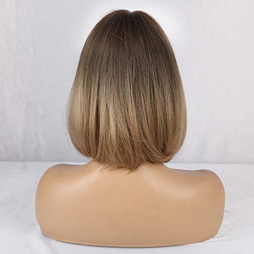 Haircube Ombre Brown Bob Wigs For Women Short Wigs With Bangs Synthetic  Wigs - Imported Products from USA - iBhejo