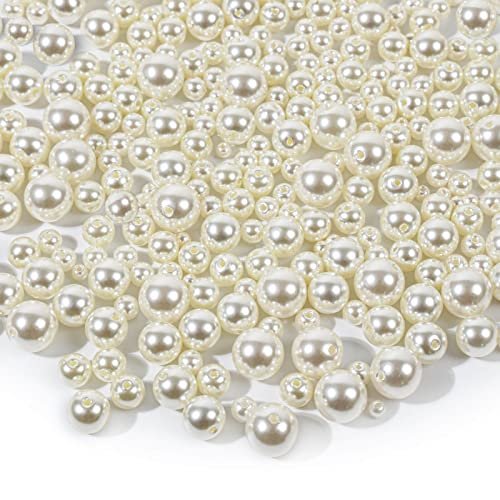 Pearl Beads, Anezus 800pcs Ivory Pearl Craft Beads Loose Pearls for Jewelry  Making, Crafts, Decoration and Vase Filler (Assorted Sizes)