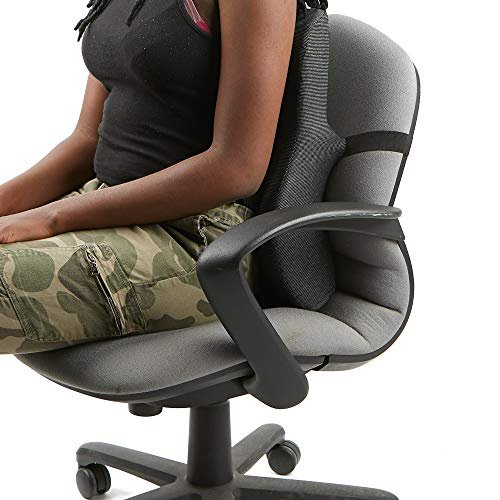 Mind Reader Harmony Collection, Ergonomic Lower Back Cushion, Memory Foam  Support, Attaches to Office Chair, Fabric Mesh Surface, Lower Back Pressure