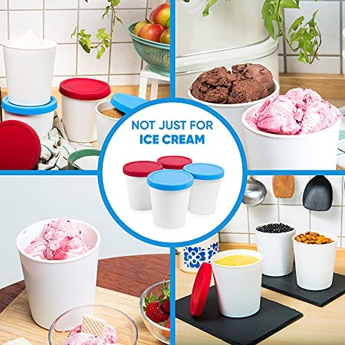 Ice Cream containers for homemade ice cream, Reusable Storage Red 2 Pack